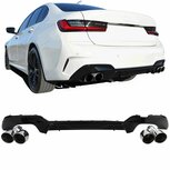 M3 Look Uitlaat Chrome Sierstuk + Diffuser Voor Bmw 3 Serie G20 G21 M Pack Glans Zwart