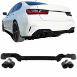M3 Look Uitlaat Carbon Rvs Sierstuk + Diffuser Voor Bmw 3 Serie G20 G21 M Pack Glans Zwart