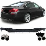 Diffuser Glans Zwart + Chrome Uitlaat Sierstuk Voor Bmw 5 Serie F10 F11 520 523 525 528 530  M Pakket