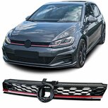 Sport Grill Geschikt Voor Volkswagen Golf 7 Facelift GTI Look Honingraat Glans Zwart Rode Bies