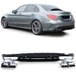 Mercedes-C-Klasse-W205-C63-AMG-Look-Facelift-diffuser-met-4-x-Chrome-uitlaat-Design-
