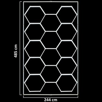 Hexagon LED Plafondverlichting 4,85x2,44m &ndash; Premium Garage &amp; Showroom Licht
