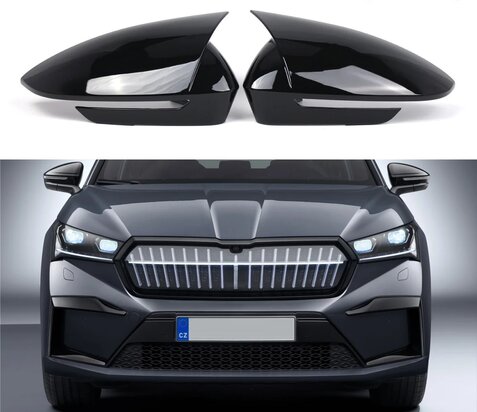 Spiegelkappen Geschikt voor Skoda Enyaq Hoogglans Zwart Spiegel Spiegelkap