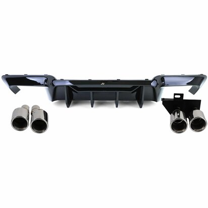 Bumper Diffuser Glans Zwart + Chrome Uitlaat Sierstuk Voor Bmw 5 Serie F10 F11 520 523 525 528 530  M Pakket