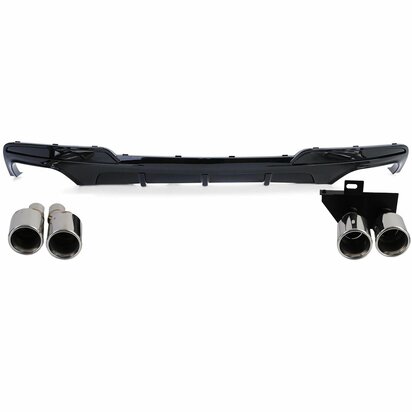 Diffuser Glans Zwart + Chrome Uitlaat Sierstuk Voor Bmw 5 Serie F10 F11 520 523 525 528 530  M Pakket