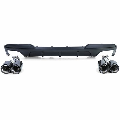 Diffuser Mat Zwart + 4 x Echt Carbon Uitlaat Sierstuk Voor Bmw 5 Serie F10 F11 535i 535D