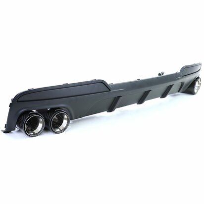 Diffuser Mat Zwart + 4 x Echt Carbon Uitlaat Sierstuk Voor Bmw 5 Serie F10 F11 535i 535D