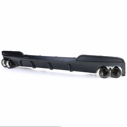 Diffuser Mat Zwart + 4 x Echt Carbon Uitlaat Sierstuk Voor Bmw 5 Serie F10 F11 535i 535D