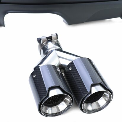 Diffuser Mat Zwart + 4 x Echt Carbon Uitlaat Sierstuk Voor Bmw 5 Serie F10 F11 535i 535D