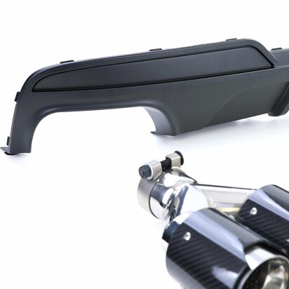 Diffuser Mat Zwart + 4 x Echt Carbon Uitlaat Sierstuk Voor Bmw 5 Serie F10 F11 535i 535D