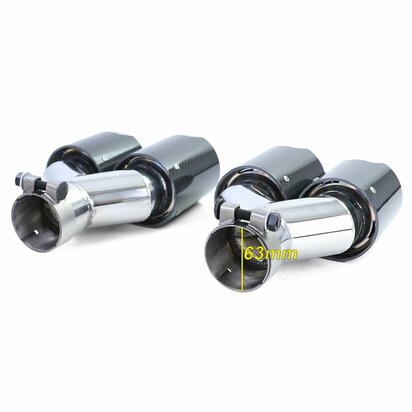 Diffuser Mat Zwart + 4 x Echt Carbon Uitlaat Sierstuk Voor Bmw 5 Serie F10 F11 535i 535D