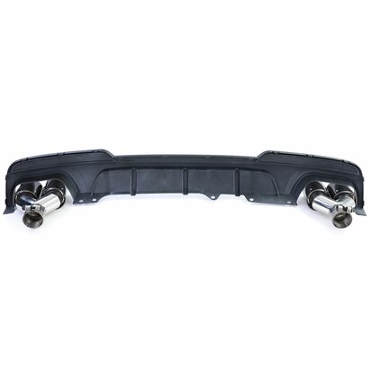 Diffuser Mat Zwart + 4 x Echt Carbon Uitlaat Sierstuk Voor Bmw 5 Serie F10 F11 535i 535D