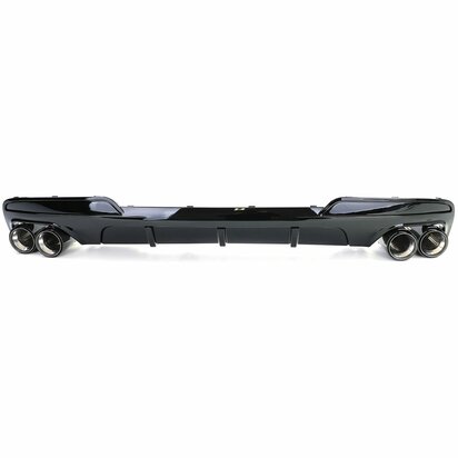 Diffuser Glans Zwart + 4 x Echt Carbon Uitlaat Sierstuk Voor Bmw 5 Serie F10 F11 535i 535D