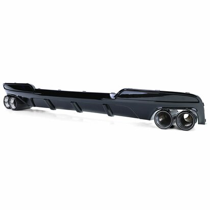 Diffuser Glans Zwart + 4 x Echt Carbon Uitlaat Sierstuk Voor Bmw 5 Serie F10 F11 535i 535D