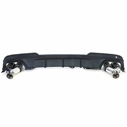 Diffuser Glans Zwart + 4 x Echt Carbon Uitlaat Sierstuk Voor Bmw 5 Serie F10 F11 535i 535D
