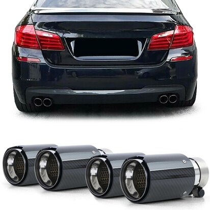 4 X  Uitlaatsierstuk Carbon Zwart Voor Bmw 5 Serie F10 F11 