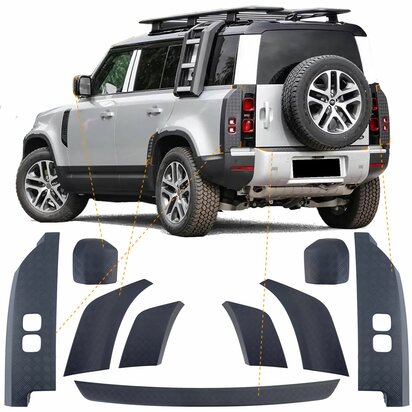 Off Road Beschermhoezenset Voor Land Rover Defender Type L663 110 9 delig Diamond Plate Look