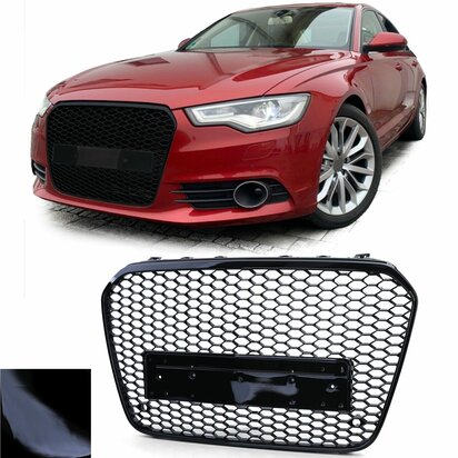 Audi A6 C7/4G Facelift voorgrill zonder embleem hoogglans zwart