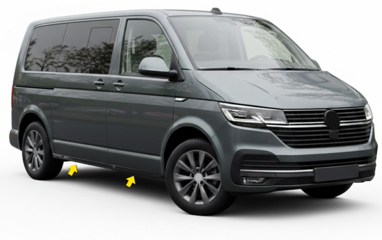 Zijskirts VW T7 2024+ L1 Side Skirts  Zwart Glans Set Links & Rechts
