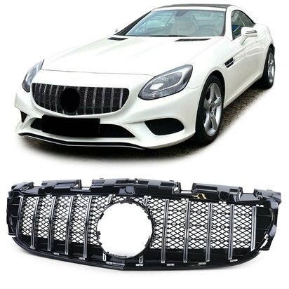 Mercedes-SCL-R172-Sport-Grill-Glans-Zwart-Chrome-Bies-Panamericana-Amg-Gt
