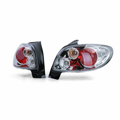 Heldere-Achterlichten-Peugeot-206-Hatchback-Chroom-Set-Links-Rechts