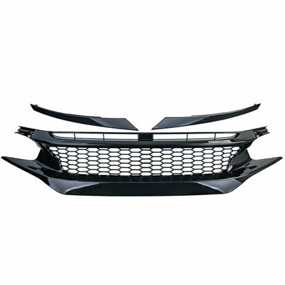 Sport-Grill-Honda-Civic-10-FK6-FK7-FK8-Zwart-Glans-Clean-+-koplampspoilers