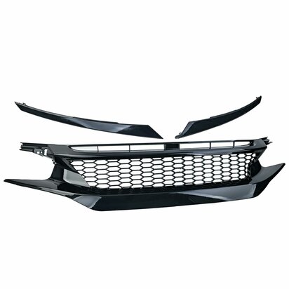 Sport-Grill-Honda-Civic-10-FK6-FK7-FK8-Zwart-Glans-Clean-+-koplampspoilers