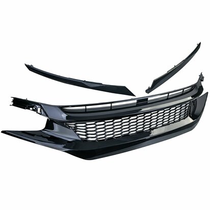 Sport-Grill-Honda-Civic-10-FK6-FK7-FK8-Zwart-Glans-Clean-+-koplampspoilers