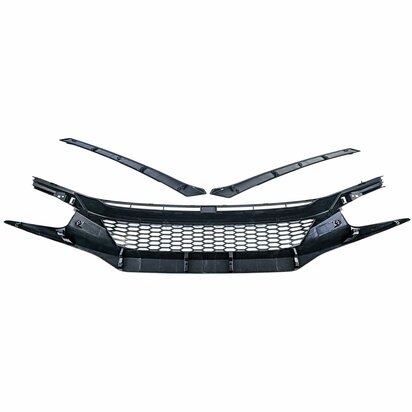 Sport-Grill-Honda-Civic-10-FK6-FK7-FK8-Zwart-Glans-Clean-+-koplampspoilers