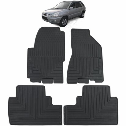 Rubberen Automatten Voor Kia Sportage Vanaf 2004 t/m 2014 All Weather Vloermatten Zwart