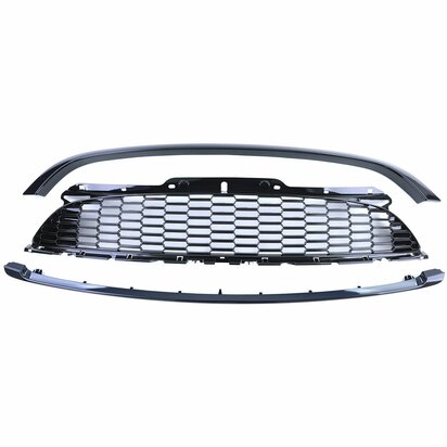 Grill-Set-Glans-Zwart-Mini-R55-R56-3-delig-Sportieve-Frontupgrade