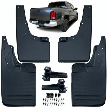 VW-Amarok-Spatlappen-Set-Voor-Achter-Zwart