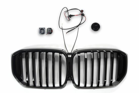 LED-Sport-Grille-BMW-X5-G05-LCI-vanaf-04-2023-Glans-Zwart-Enkele-Spijl