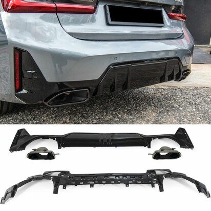 Diffuser-Uitlaat-Sierstuk-Chrome-Voor-Bmw-3-Serie-G20-G21-LCI-M-Pack-M340-Look-