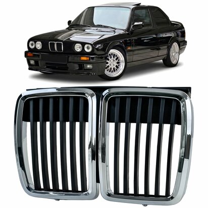 Grill Voor Bmw 3 Serie E30 Zwart Chroom