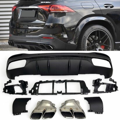 Sport Diffuser geschikt voor Mercedes V167 GLE Klasse SUV AMG-Line + uitlaatstukken Chrome