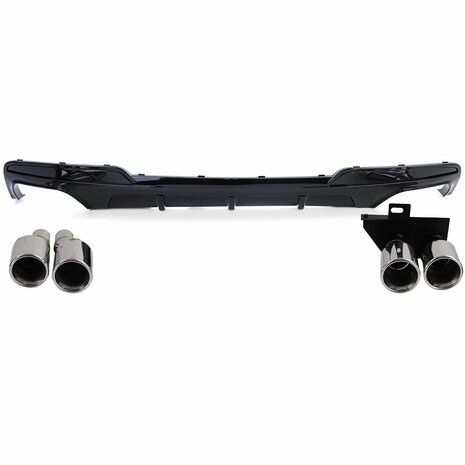 Diffuser Glans Zwart + Chrome Uitlaat Sierstuk Voor Bmw 5 Serie F10 F11 520 523 525 528 530  M Pakket