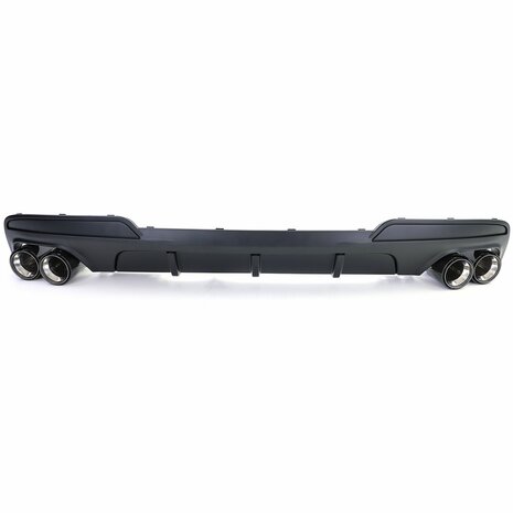 Diffuser Mat Zwart + 4 x Echt Carbon Uitlaat Sierstuk Voor Bmw 5 Serie F10 F11 535i 535D