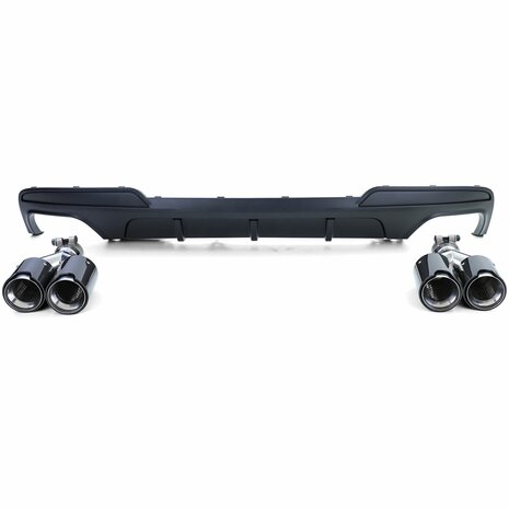 Diffuser Mat Zwart + 4 x Echt Carbon Uitlaat Sierstuk Voor Bmw 5 Serie F10 F11 535i 535D