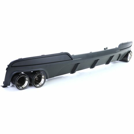 Diffuser Mat Zwart + 4 x Echt Carbon Uitlaat Sierstuk Voor Bmw 5 Serie F10 F11 535i 535D