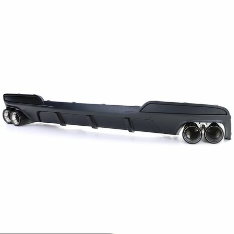 Diffuser Mat Zwart + 4 x Echt Carbon Uitlaat Sierstuk Voor Bmw 5 Serie F10 F11 535i 535D