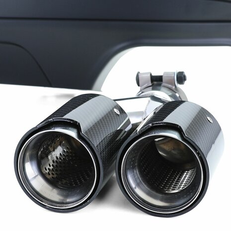 Diffuser Mat Zwart + 4 x Echt Carbon Uitlaat Sierstuk Voor Bmw 5 Serie F10 F11 535i 535D