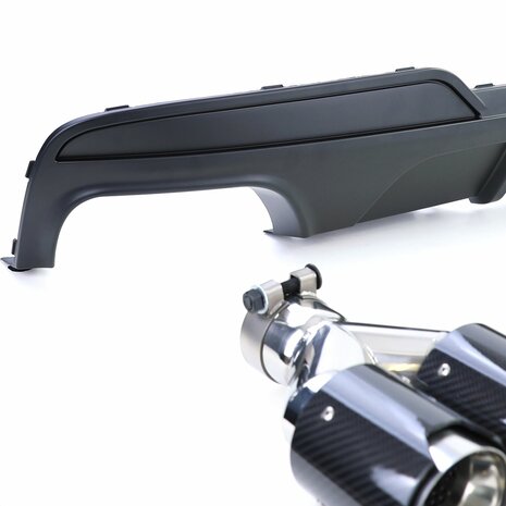 Diffuser Mat Zwart + 4 x Echt Carbon Uitlaat Sierstuk Voor Bmw 5 Serie F10 F11 535i 535D