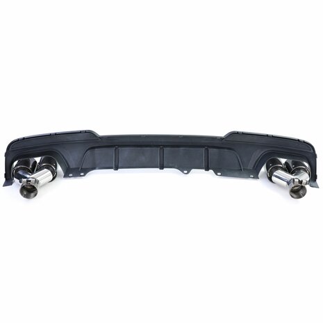 Diffuser Mat Zwart + 4 x Echt Carbon Uitlaat Sierstuk Voor Bmw 5 Serie F10 F11 535i 535D