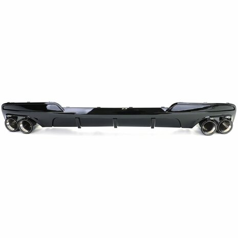 Diffuser Glans Zwart + 4 x Echt Carbon Uitlaat Sierstuk Voor Bmw 5 Serie F10 F11 535i 535D