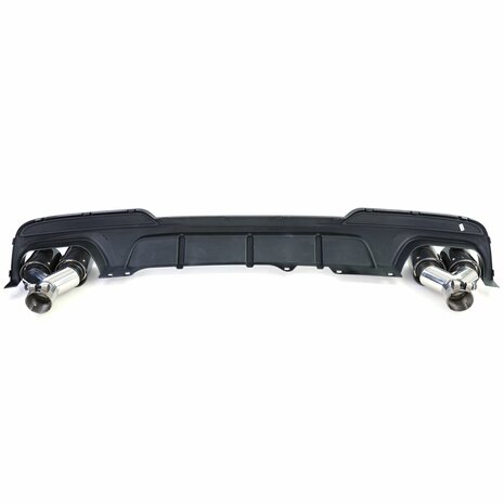 Diffuser Glans Zwart + 4 x Echt Carbon Uitlaat Sierstuk Voor Bmw 5 Serie F10 F11 535i 535D