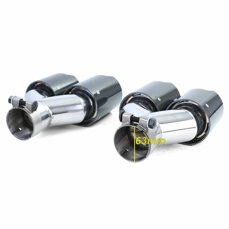 Diffuser Glans Zwart + 4 x Echt Carbon Uitlaat Sierstuk Voor Bmw 5 Serie F10 F11 535i 535D