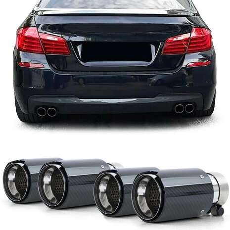 4 X  Uitlaatsierstuk Carbon Zwart Voor Bmw 5 Serie F10 F11 