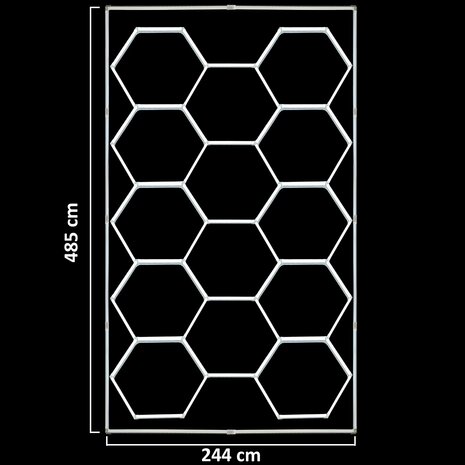 Hexagon LED Plafondverlichting 4,85x2,44m – Premium Garage & Showroom Licht