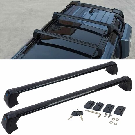 Dakdragers Land Rover Defender 110 L663 Zwart Aluminium Afsluitbaar 2-delige Set